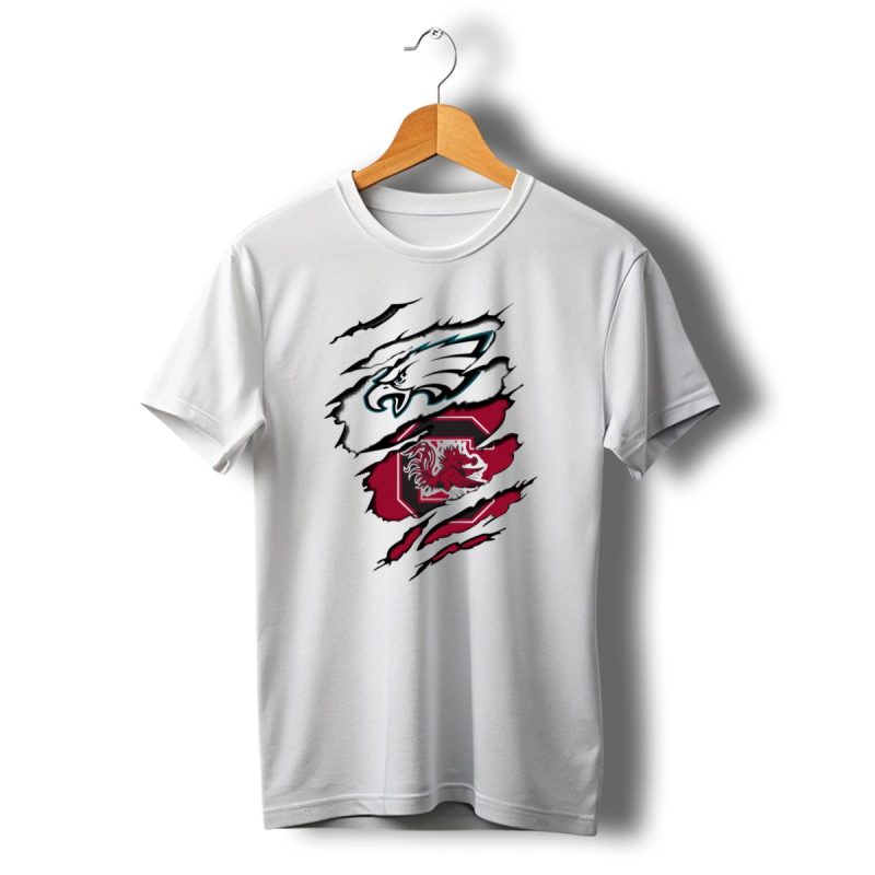 Philadelphia Eagles South Carolina Gamecocks Claw Mark Logo Fusion T Shirt T Shirt 1 1