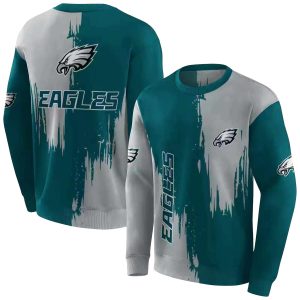 Philadelphia Eagles Splatter Effect Green AOP Sweatshirt