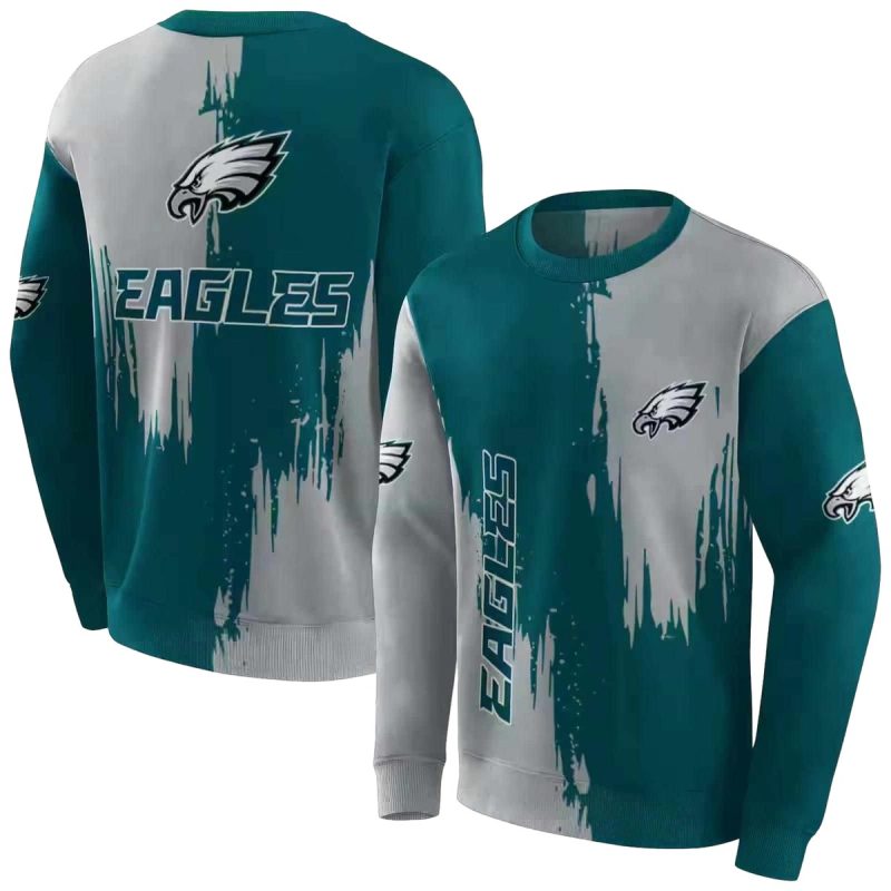 Philadelphia Eagles Splatter Effect Green Aop Sweatshirt 1