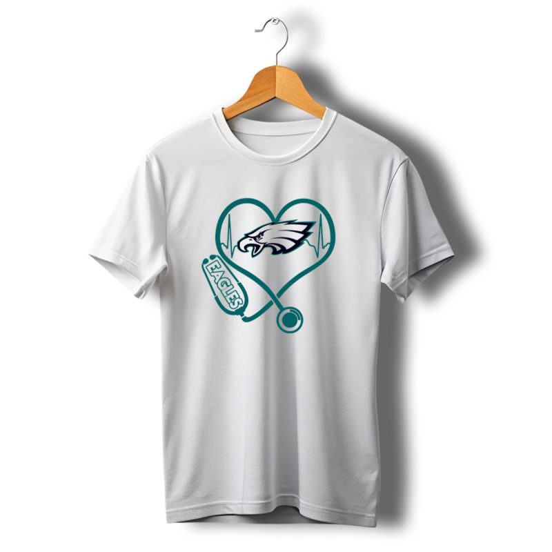 Philadelphia Eagles Stethoscope Heart Nurse Love T Shirt T Shirt 1 1
