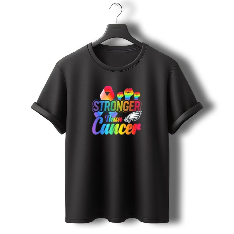 Philadelphia Eagles Stronger Than Cancer Pride Ribbon And Fist T Shirt T Shirt 0 1