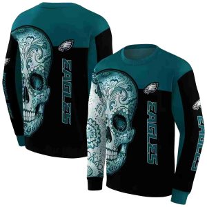 Philadelphia Eagles Sugar Skull Green Black AOP Sweatshirt