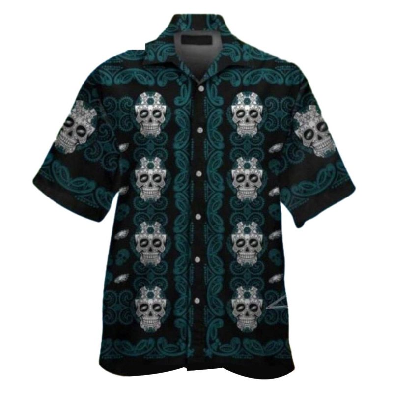 Philadelphia Eagles Sugar Skull Pattern Hawaiian Shirt 1 3 1024X1024 1