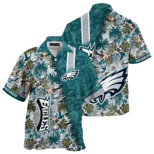 Philadelphia Eagles Sunset Palms Crosswalk Tropical Hawaiian Shirt