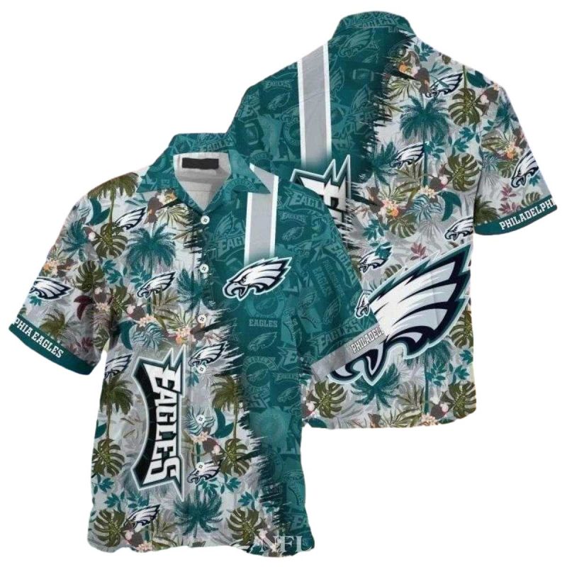 Philadelphia Eagles Sunset Palms Crosswalk Tropical Hawaiian Shirt 1