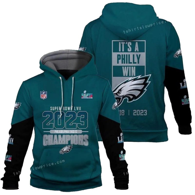 Philadelphia Eagles Super Bowl Champion 2023 It Is A Philly Win All Over Print 3D Hoodie 1