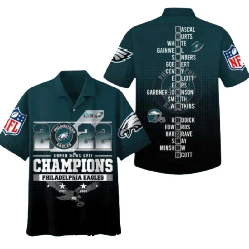 Philadelphia Eagles Super Bowl Lvii Champions Hawaiian Shirt 1 3 1024X1024 1