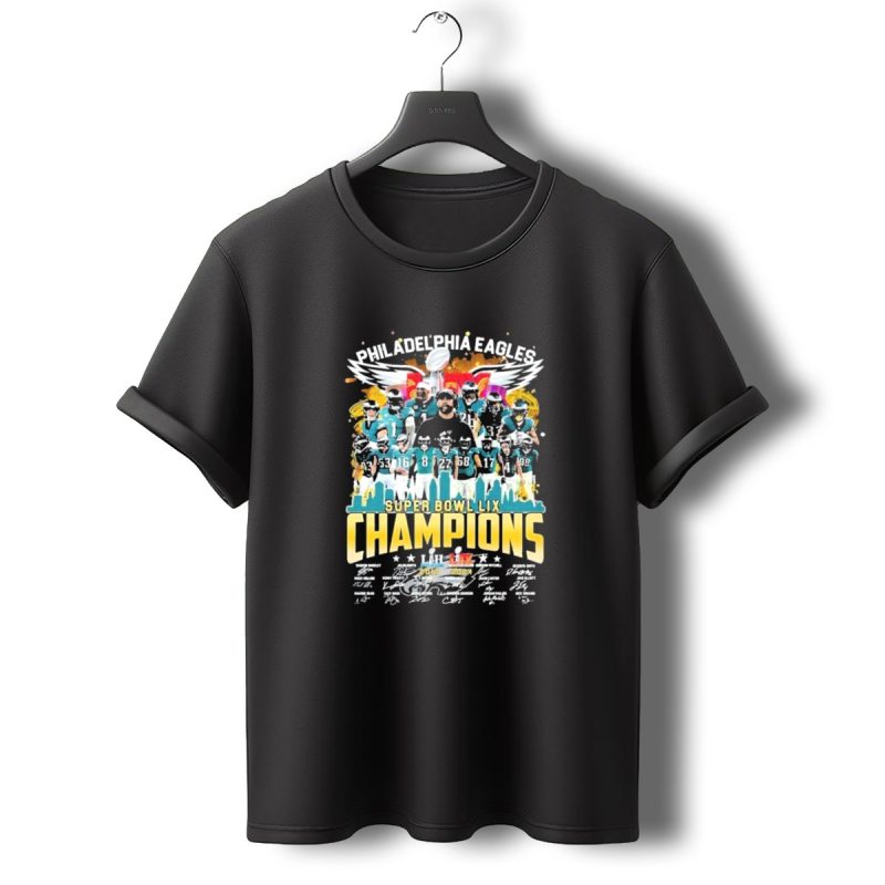 Philadelphia Eagles Super Bowl Lix Champions 2X City Skyline And Team Celebration T Shirt T Shirt 0 1