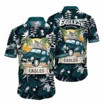 Philadelphia Eagles Surfing Up Vintage Car Tropical Hawaiian Shirt
