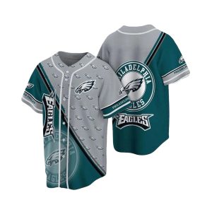 Philadelphia Eagles Symbol American Football Team Grey Green Baseball Jersey