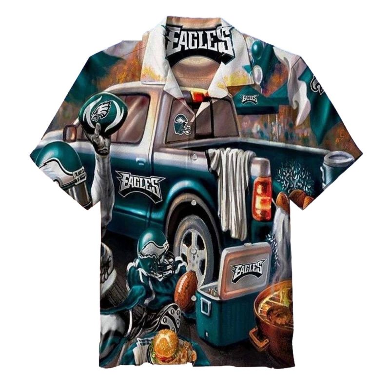 Philadelphia Eagles Tailgate Party Time Tropical Hawaiian Shirt 1