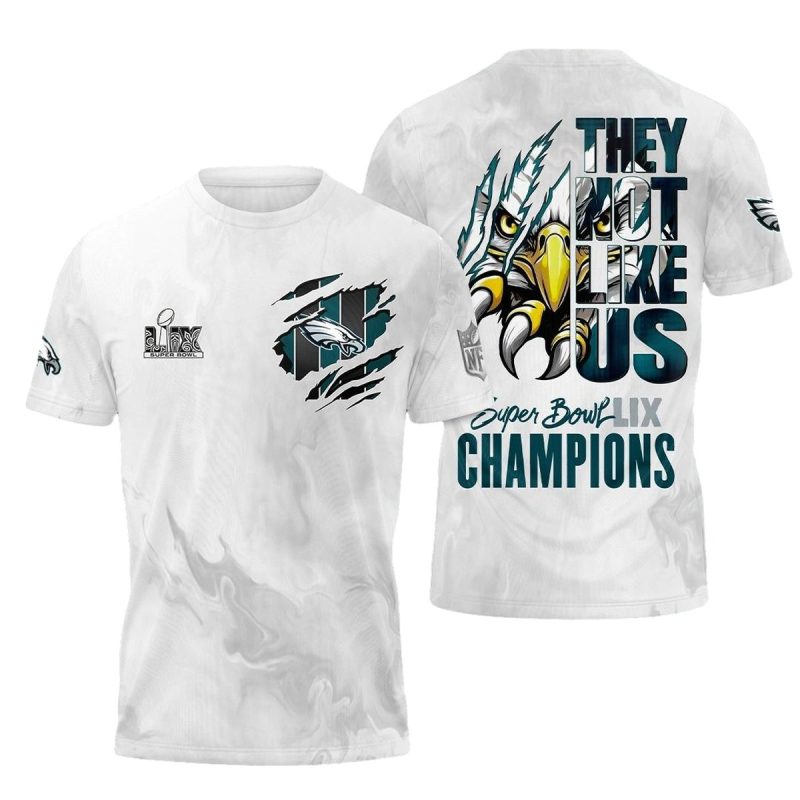 Philadelphia Eagles They Not Like Us White Aop T Shirt