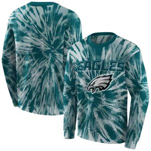 Philadelphia Eagles Tie Dye Pattern Green AOP Sweatshirt