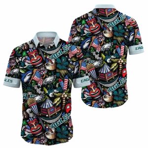 Philadelphia Eagles Tiki Party Vibrant Hawaiian Shirt