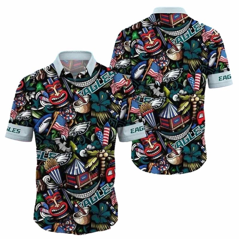 Philadelphia Eagles Tiki Party Vibrant Hawaiian Shirt 1