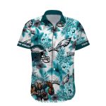Philadelphia Eagles Logo Helmet Tropical Floral Hawaiian Shirt