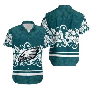 Philadelphia Eagles Tropical Hibiscus Flowers Hawaiian Shirt