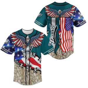 Philadelphia Eagles US Flag And Camo Baseball Jersey
