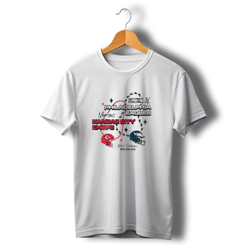 Philadelphia Eagles Vs Kansas City Chiefs Super Bowl Lix Matchup Helmets T Shirt T Shirt 1 1 1