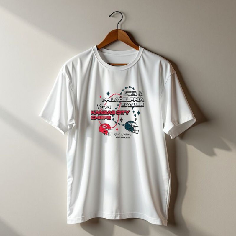 Philadelphia Eagles Vs Kansas City Chiefs Super Bowl Lix Matchup Helmets T Shirt T Shirt 1 1