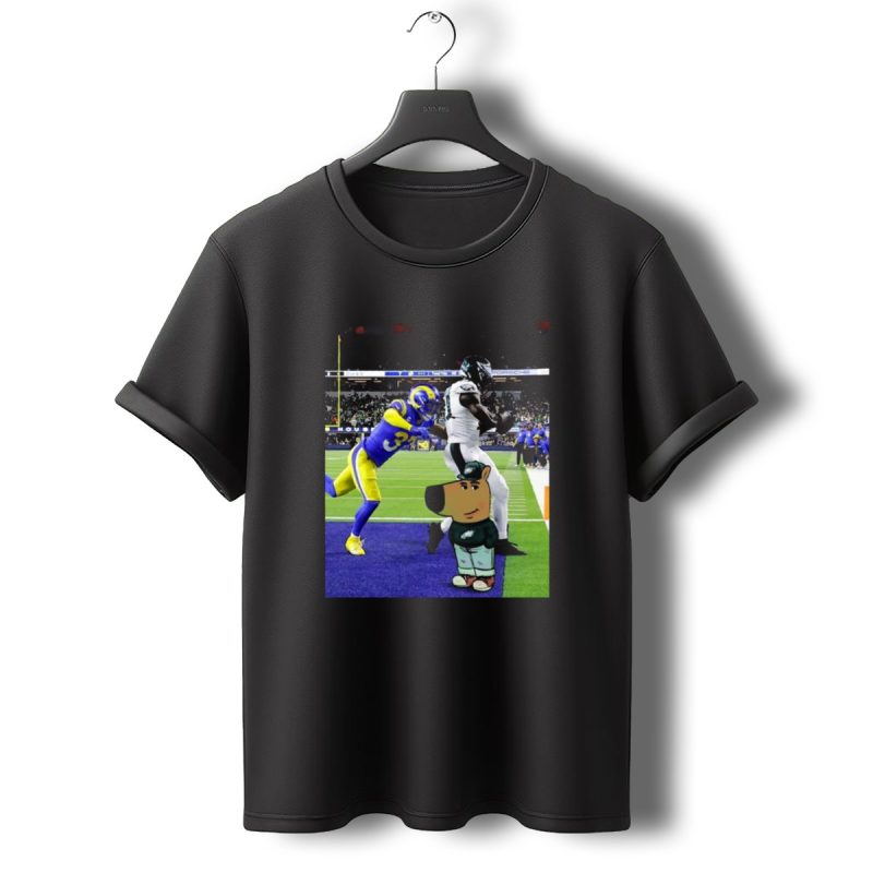 Philadelphia Eagles Vs Los Angeles Rams Cartoon Character Scene T Shirt T Shirt 0 1