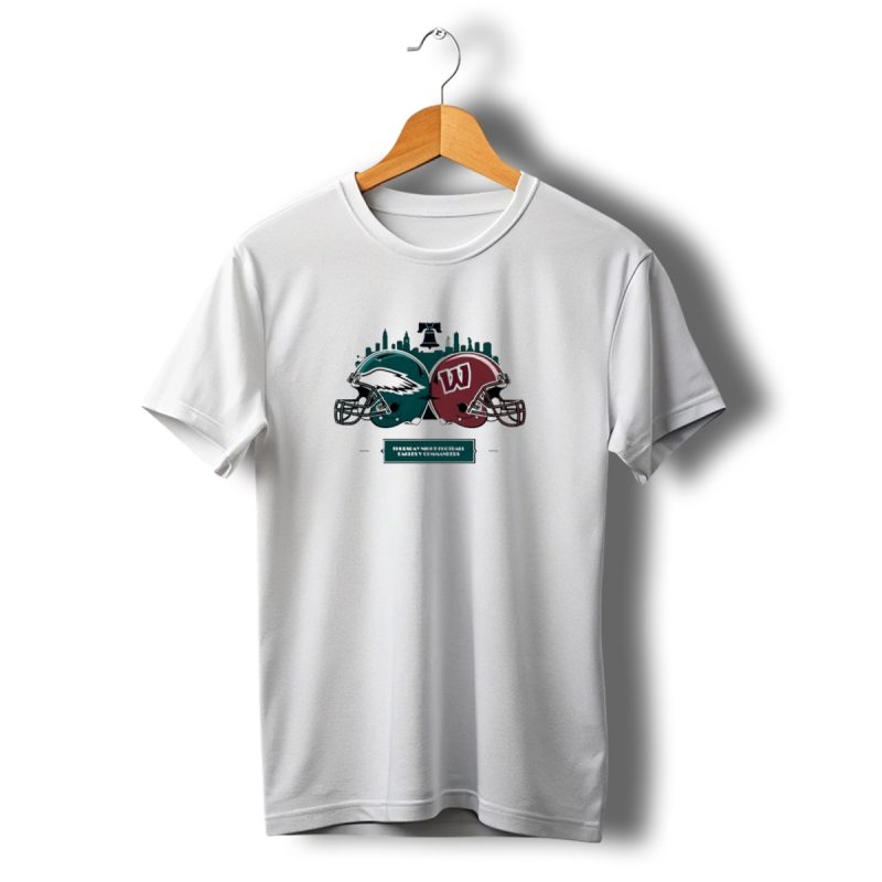 Philadelphia Eagles Vs Washington Commanders Helmet Matchup Liberty Bell Skyline T Shirt T Shirt 1 1