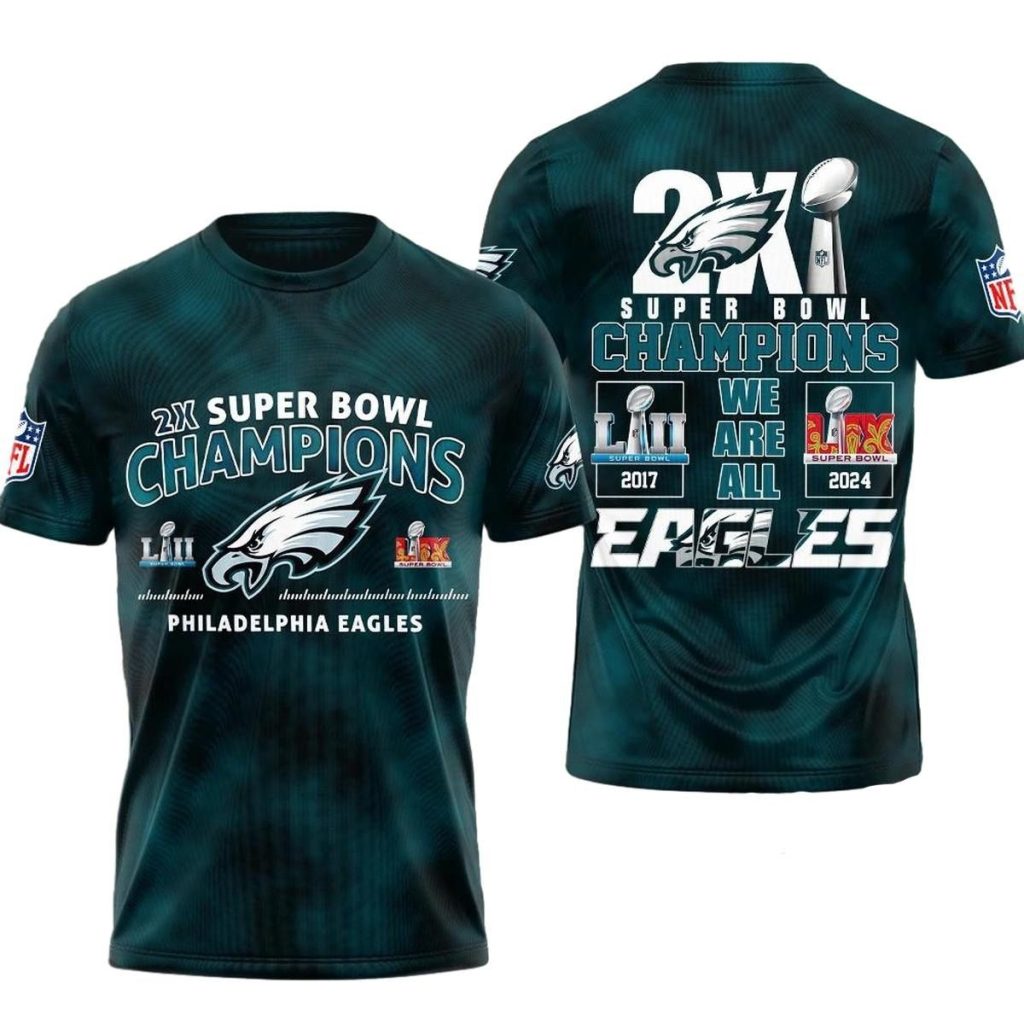 Philadelphia Eagles We Are All 2X Champions Aop Tshirt