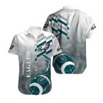 Philadelphia Eagles Ball Flame White And Teal Hawaiian Shirt