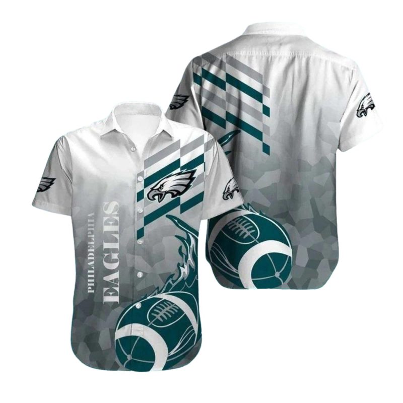 Philadelphia Eagles White And Teal Hawaiian Shirt Football Theme 1 3 1024X1024 1