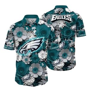 Philadelphia Eagles White Floral Breeze Hawaiian Shirt