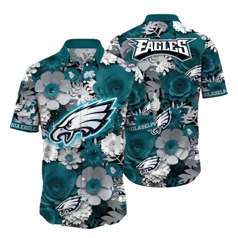 Philadelphia Eagles White Floral Breeze Hawaiian Shirt 1