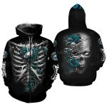 Philadelphia Eagles Zip Up All Over Print Hoodie Skeleton Roses Logo All Over Print Hoodie