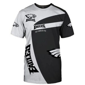 Philadelphia Eagles fly Eagles fly Black And White AOP T-Shirt