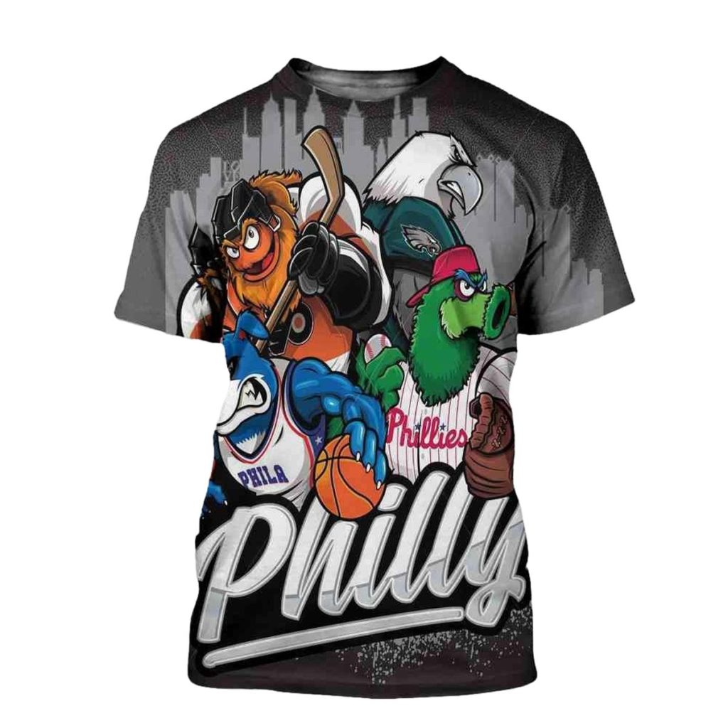Philadelphia Eagles X Philadelphia 76Ers X Philadelphia Phillies Philly Sports Team All Over Print Shirt 94704701 1