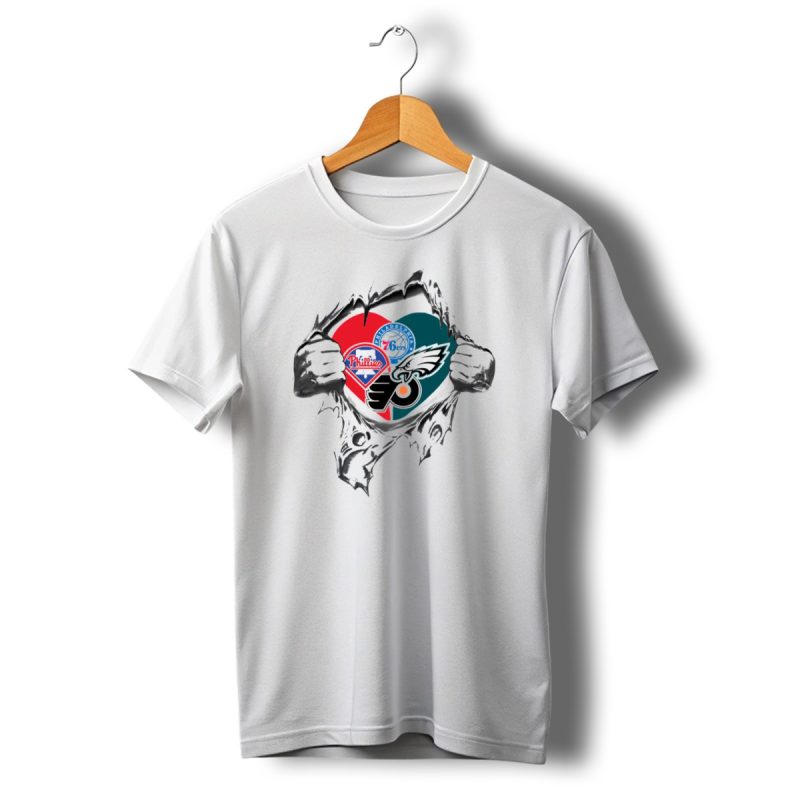 Philadelphia Phillies 76Ers Eagles Flyers Heart T Shirt T Shirt 1 1