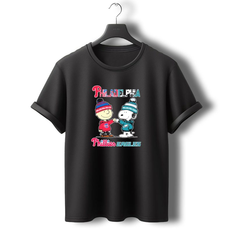 Philadelphia Phillies Eagles Snoopy Charlie Brown Fist Bump Collaboration T Shirt T Shirt 0 1