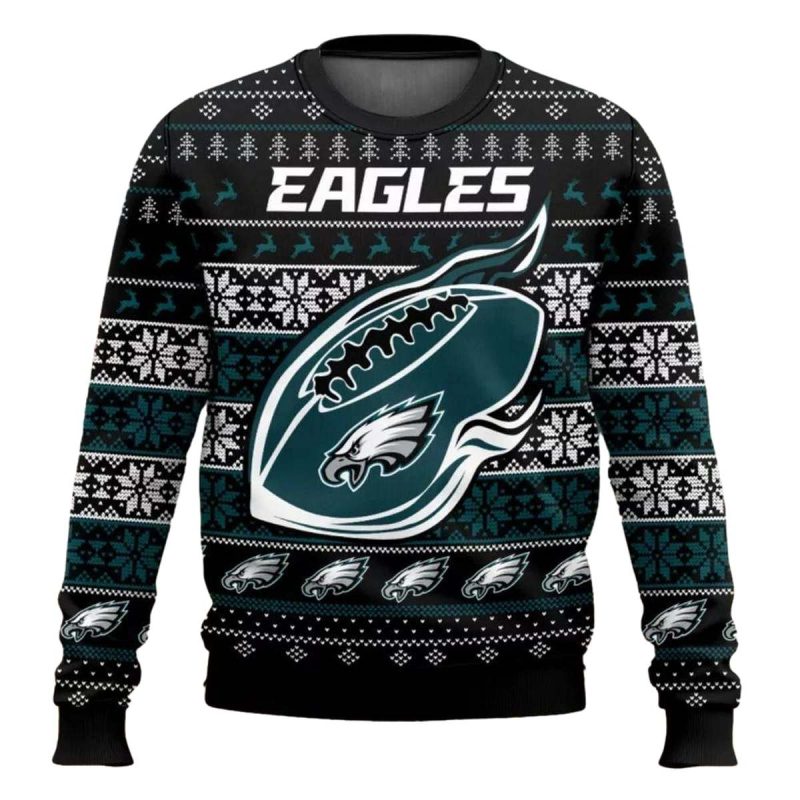 Philadelphia Eagles Ball Flame Ugly Sweater 1