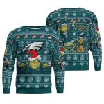 Philadelphia Eagles Grinch Santa Hat Ugly Sweater
