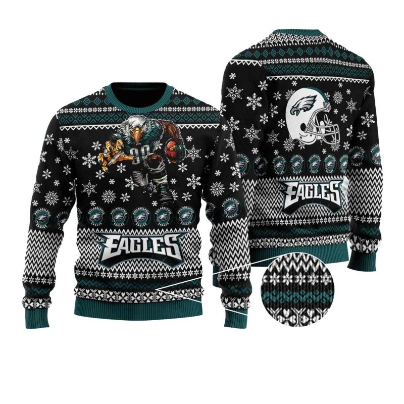 Philadelphia Eagles Mascot And Helmet Ugly Sweater 1