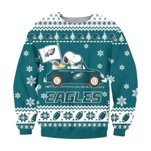 Philadelphia Eagles Snoopy Driving Car Ugly Sweater