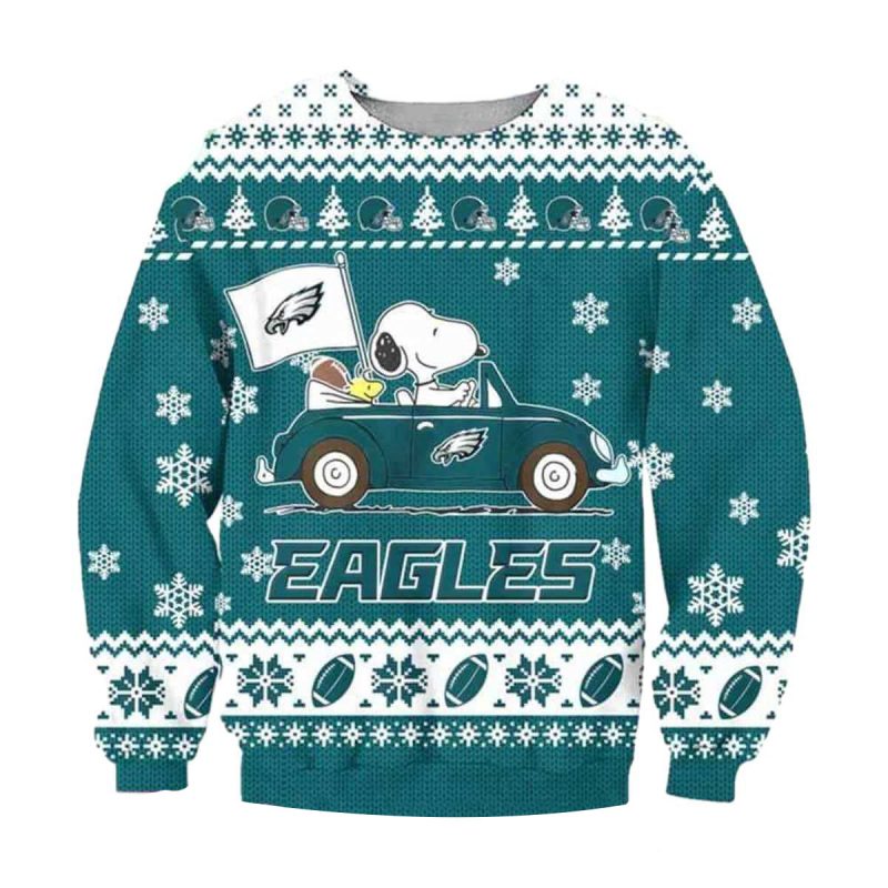 Philadelphia Eagles Snoopy Driving Car Ugly Sweate 1