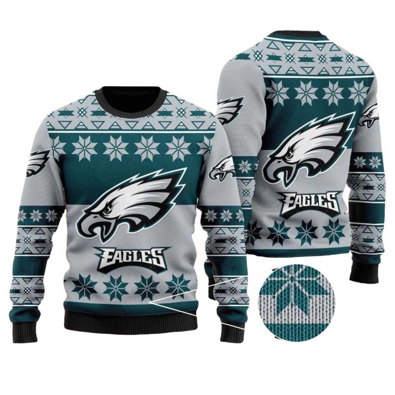 Philadelphia Eagles Snowflakes Pattern Ugly Sweate 1