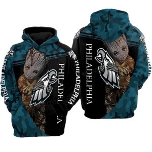 Philadelphia Eagles Groot Hugging Logo All Over Print Hoodie