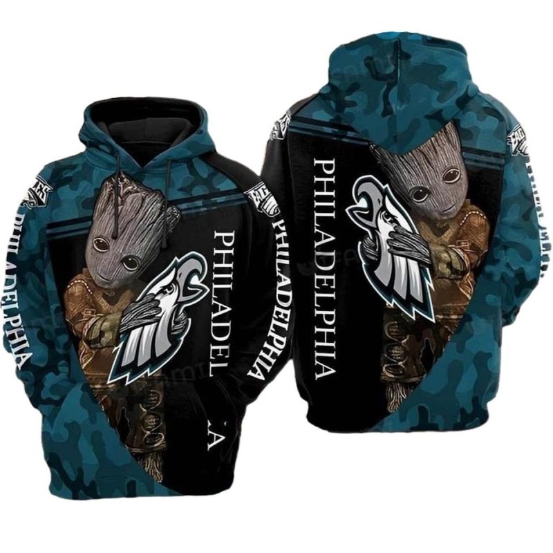 Philly Eagles Hoodie 3D Groot Hugging Logo Philadelphia Eagles Gift 0 768X768 1