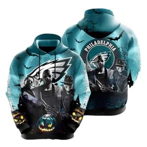 Philadelphia Eagles Jason Michael Freddy Halloween Logo All Over Print Hoodie