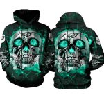 Philadelphia Eagles Neon Blue Skull All Over Print Hoodie