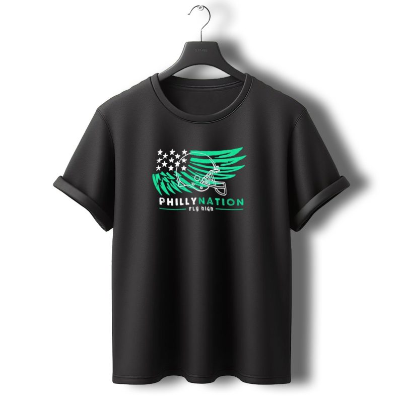 Philly Nation Fly High Philadelphia Eagles Football Helmet Stars Stripes T Shirt T Shirt 0 1