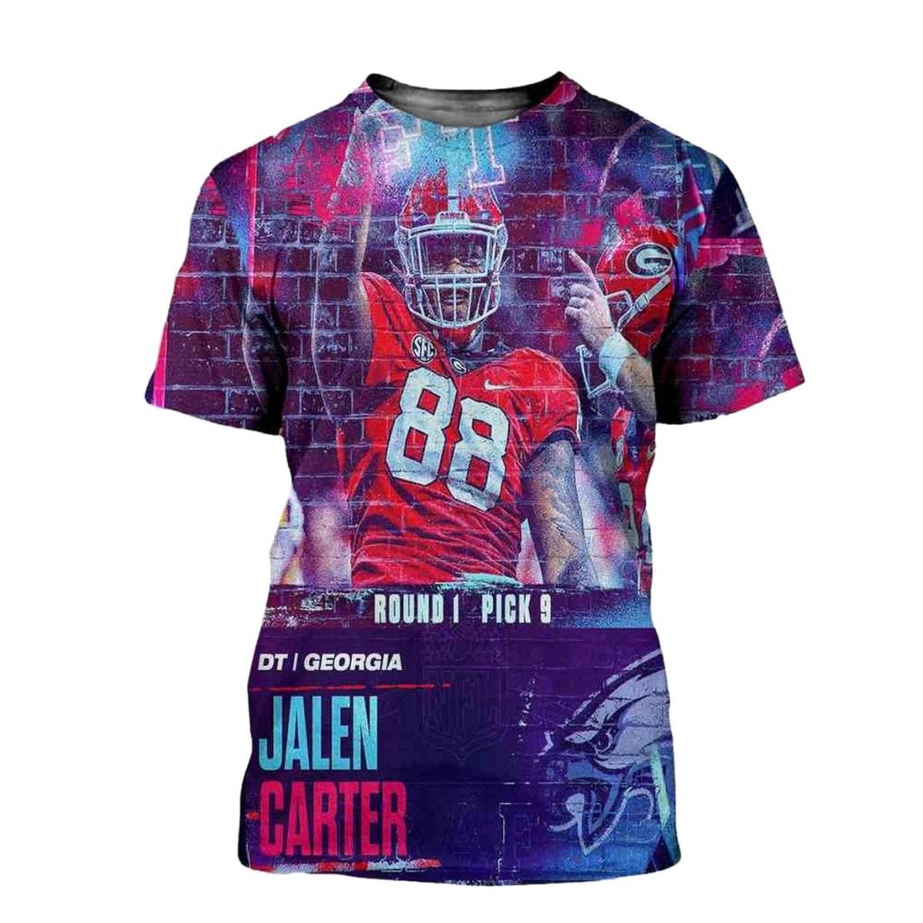 Pick 9 Jalen Carter To The Philadelphia Eagles Nfl Draft 2023 All Over Print Shirt 62913761 1