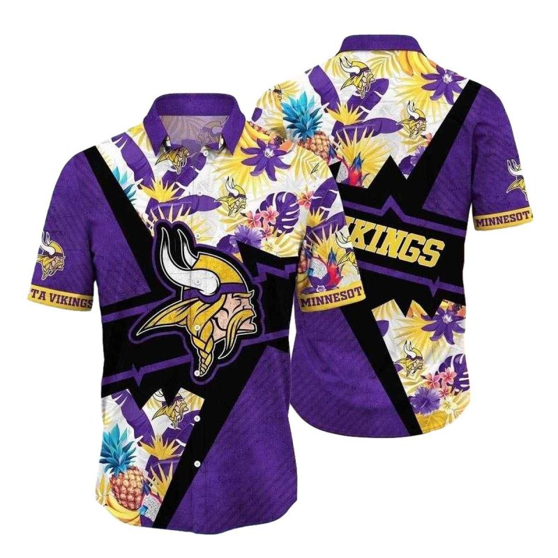 Pineapple And Flower Power Vikings Tropical Hawaiian Shirt 1