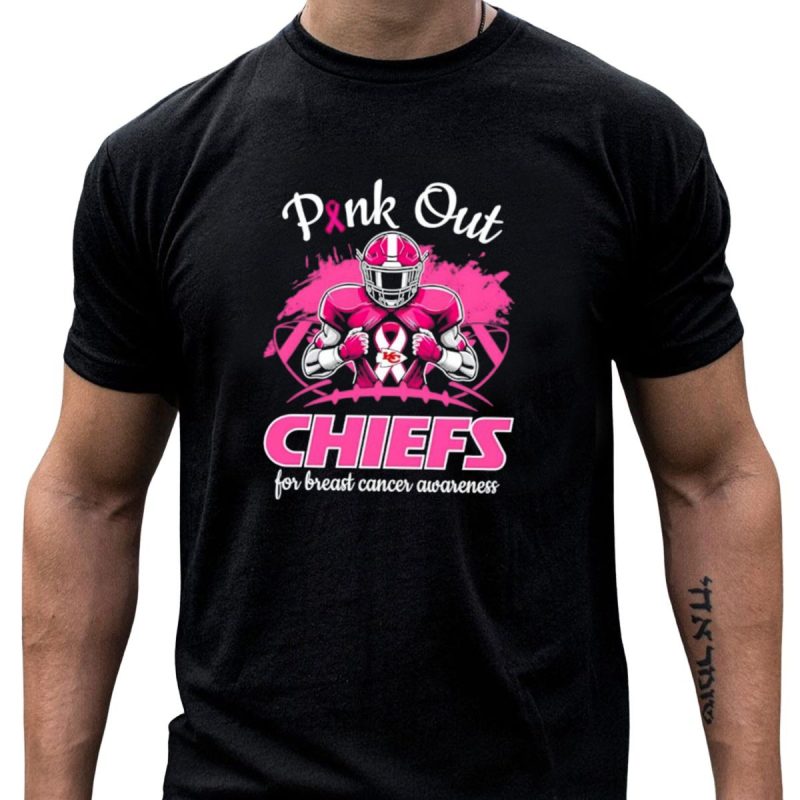 Pink Out Chiefs For Breast Cancer Awareness Football Graphics T Shirt T Shirt 1 1